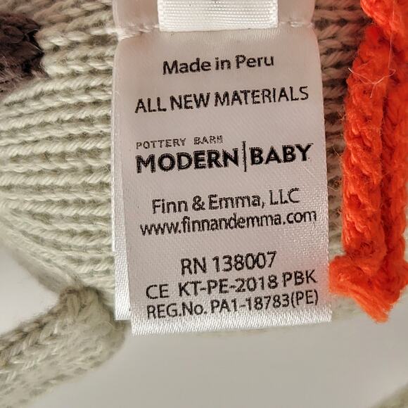 Pottery Barn Modern Baby Raccoon Knit Plush 8" Organic Cotton Stuffed Animal Toy - Picture 12 of 14